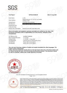 Informe de ensayo SGS de la ampolleta UV-C UFO de UV-Life, página 1